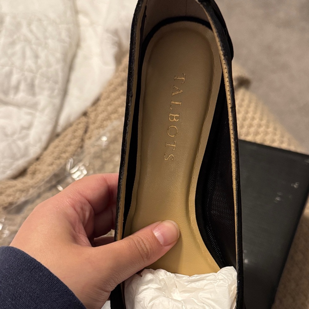 Talbots Black Mesh Flats with Pom Pom - Picture 3 of 7